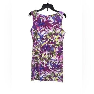 Connected Apparel Purple and Green Floral Dress Size 10